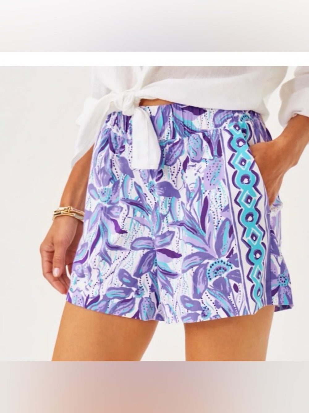 Lilly Pulitzer Bal Harbour Short Tropicalia Purple Elephant In The Bloom Large